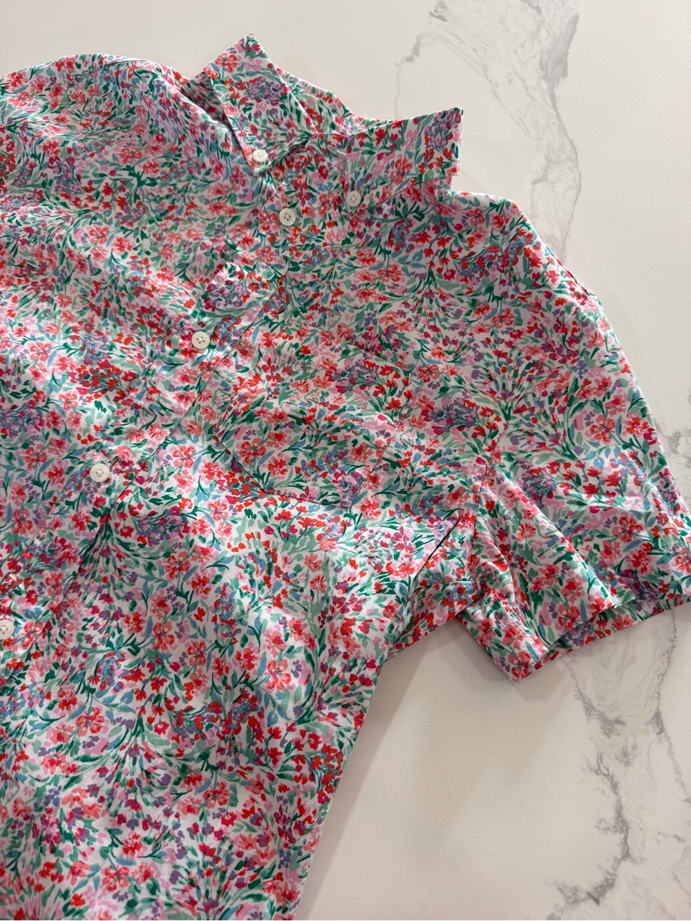 NWT J.Crew Crewcuts Kids Size 12 Floral Short Sleeve Button Down Shirt